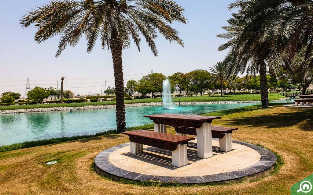 حديقة تضم نافورة